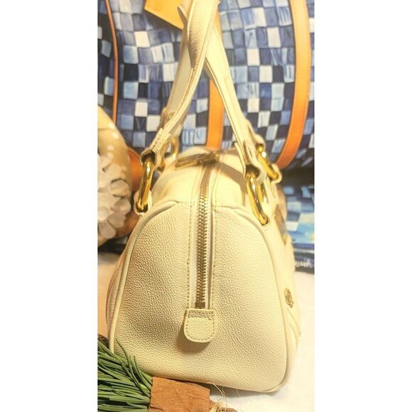MCM - Creamy White Pebbled Leather Mini Boston w/ Gold Hardware - Picture 3 of 12